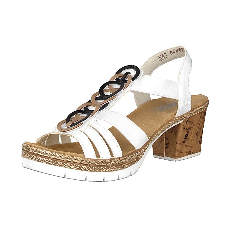 Sandalia Salto Alto Rieker V29F6-80 Para Mulher - Branco